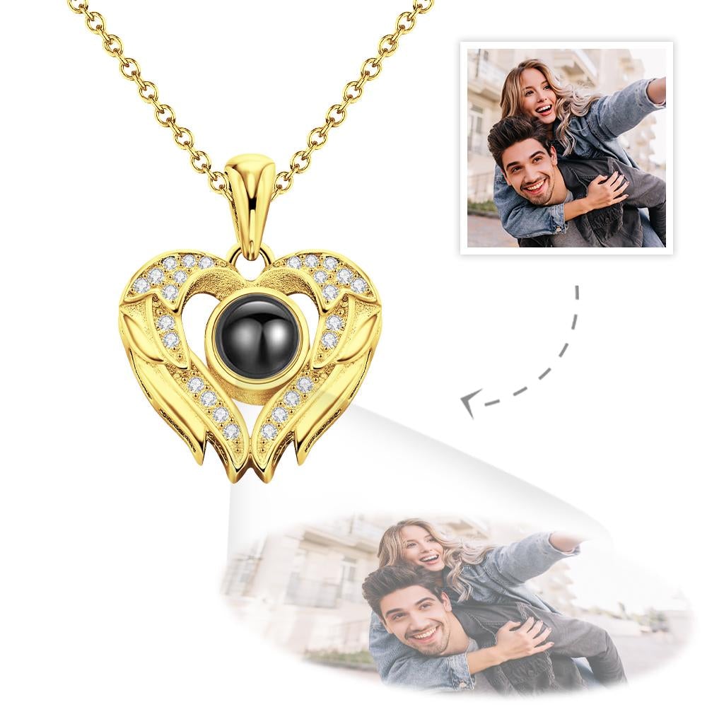 Personalised Angel Wings Photo Projection Necklace
