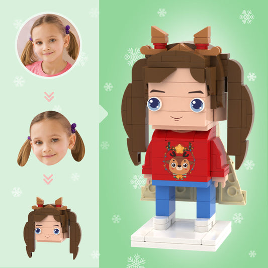 Christmas Gifts Custom Head Brick Figures Personalised Christmas Elk Girl Brick Figures Small Particle Block Toy