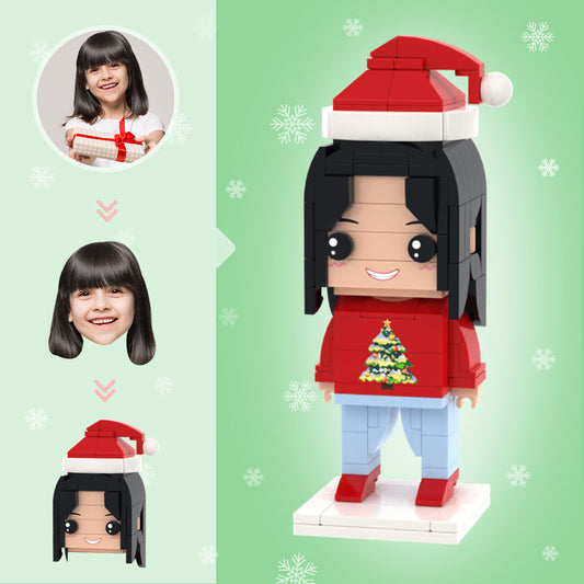 Christmas Gifts Custom Head Brick Figures Personalised Brick Figures with Christmas Tree Pattern Small Particle Block Toy