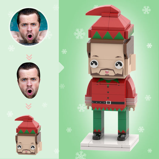 Christmas Gifts Custom Head Brick Figures Personalised Christmas Elves Boy Brick Figures Small Particle Block Toy