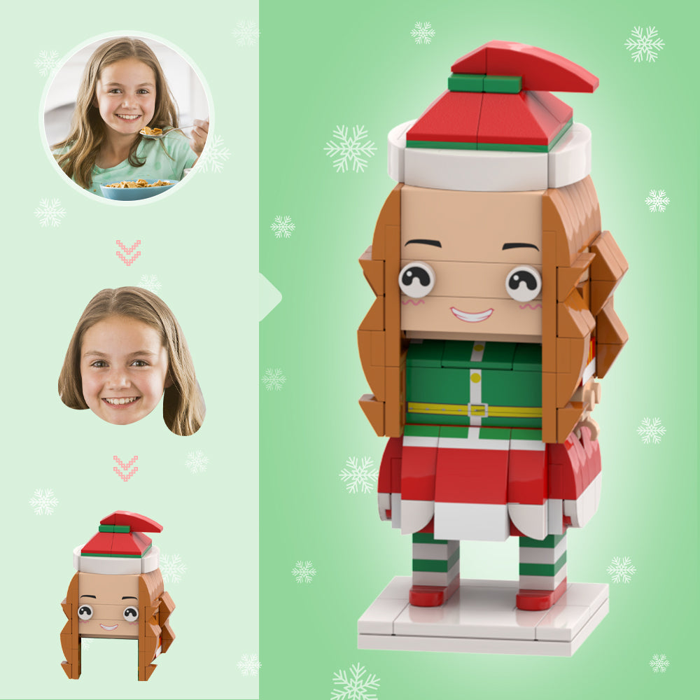 Christmas Gifts Custom Head Brick Figures Personalised Christmas Elves Girl Brick Figures Small Particle Block Toy