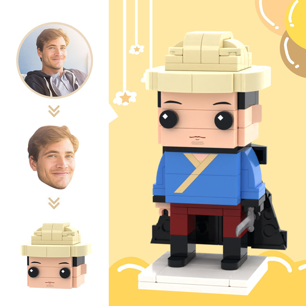 Custom Head Brick Figures Personalised Swordsman Brick Figures Small Particle Block Toy