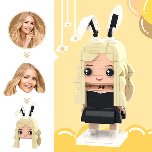 Custom Head Brick Figures Personalised Bunny Girl Brick Figures Small Particle Block Toy