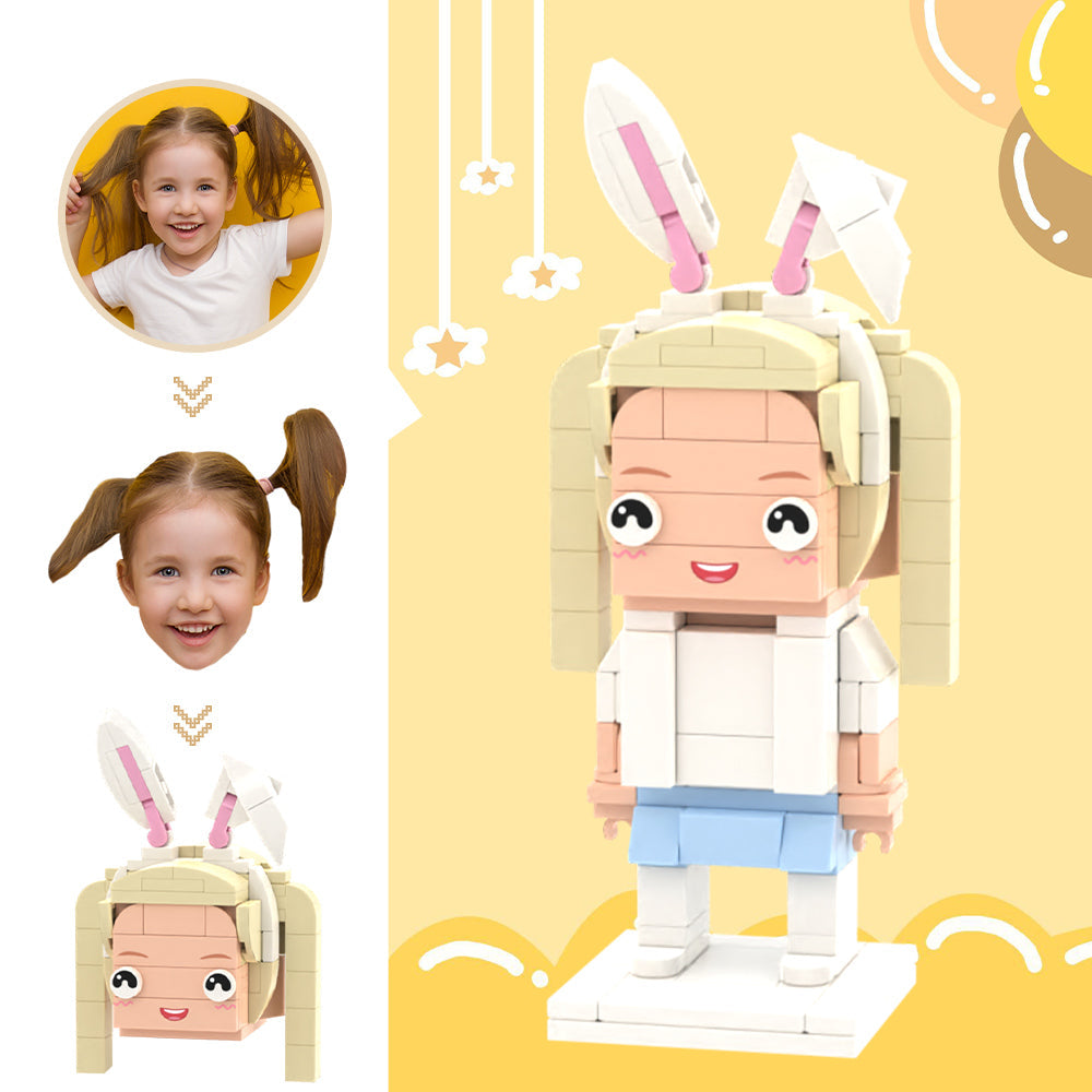 Custom Head Brick Figures Personalised Rabbit Brick Figures Small Particle Block Toy