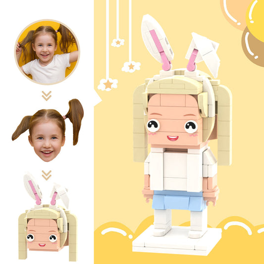 Custom Head Brick Figures Personalised Rabbit Brick Figures Small Particle Block Toy