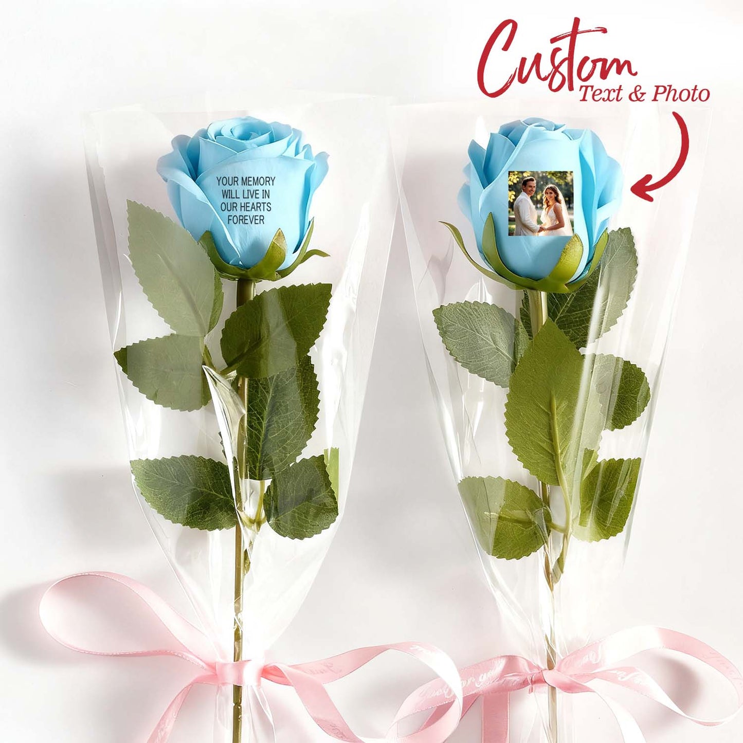 Custom Photo & Text Rose (Multiple Colors Available) – Personalized Valentine’s Day Gift Mother’s Day Gift