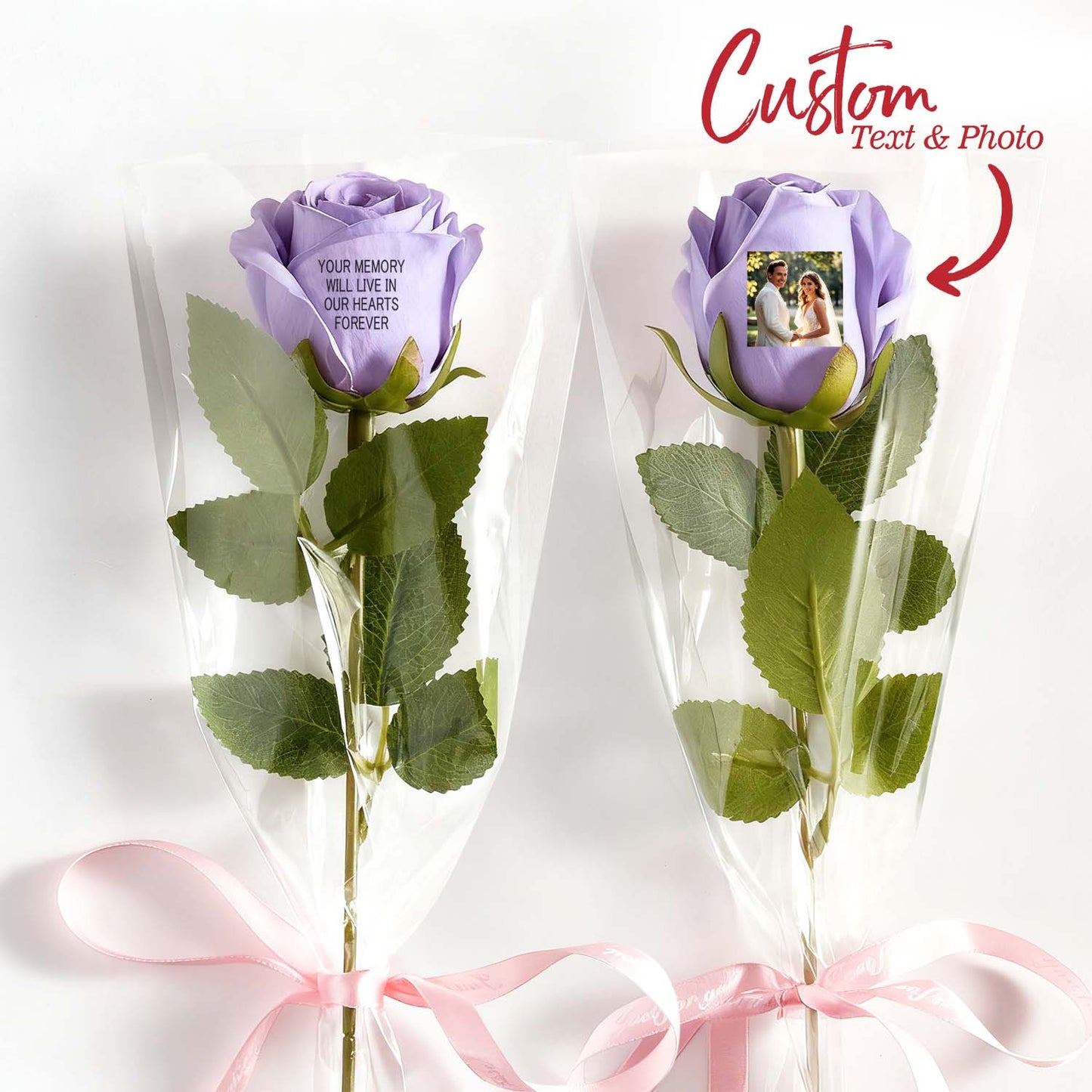 Custom Photo & Text Rose (Multiple Colors Available) – Personalized Valentine’s Day Gift Mother’s Day Gift