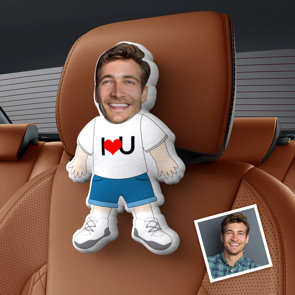 Personalised  Face Car Seat Pillow  I LOVE U Customised Soft Face Pillow For Car and Chair