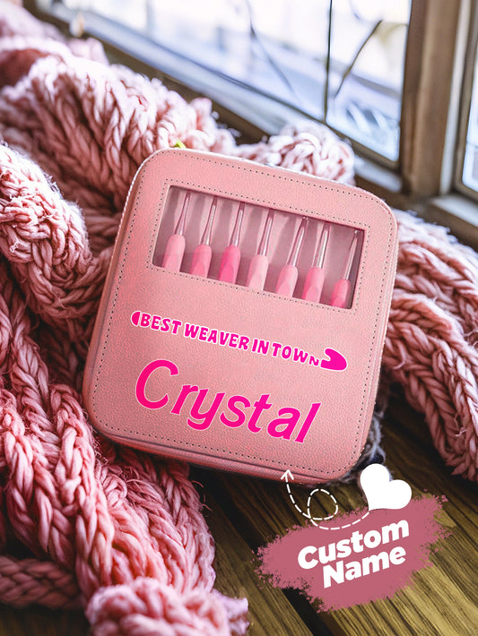 Custom Name Crochet Kit PU Leather Tool Bag - Personalised Organiser