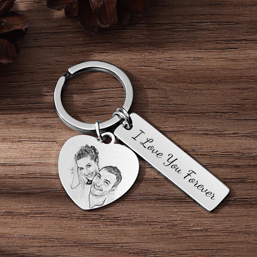 Custom Photo Keyring Personalised Gift With Engraved Stainless Steel