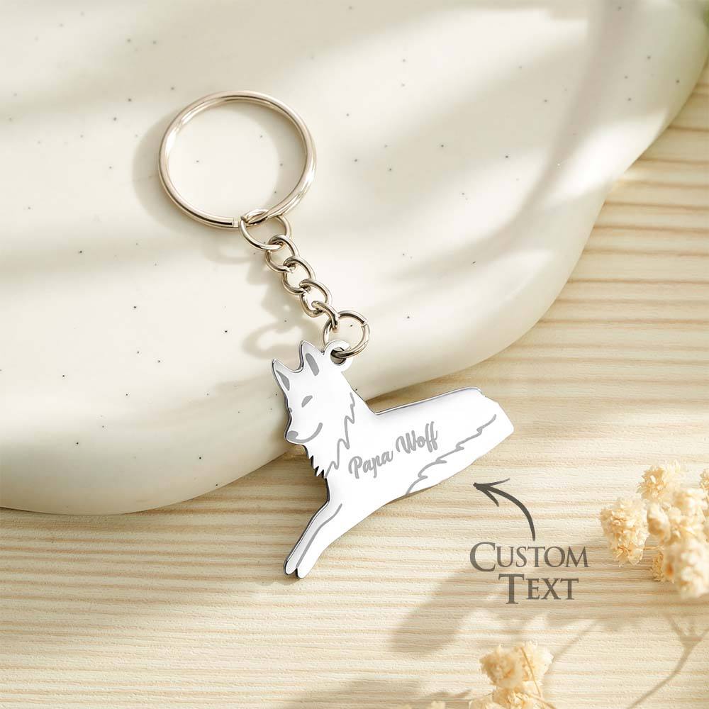 Personalised Wolf Keychain with Engraved Family Names Gift for Family