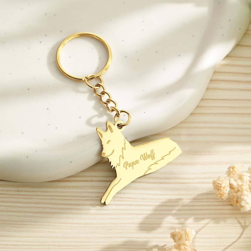 Personalised Wolf Keychain with Engraved Family Names Gift for Family
