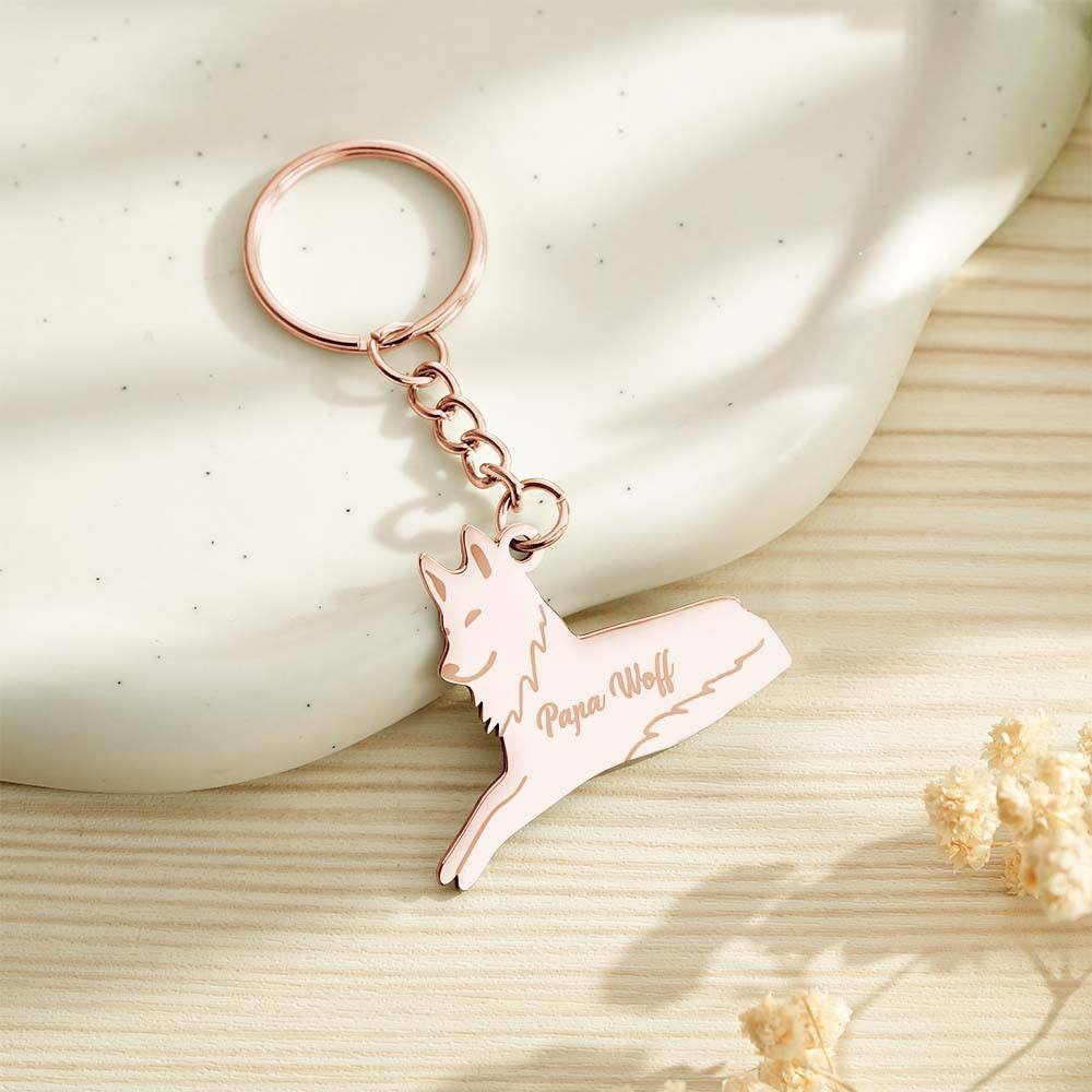 Personalised Wolf Keychain with Engraved Family Names Gift for Family