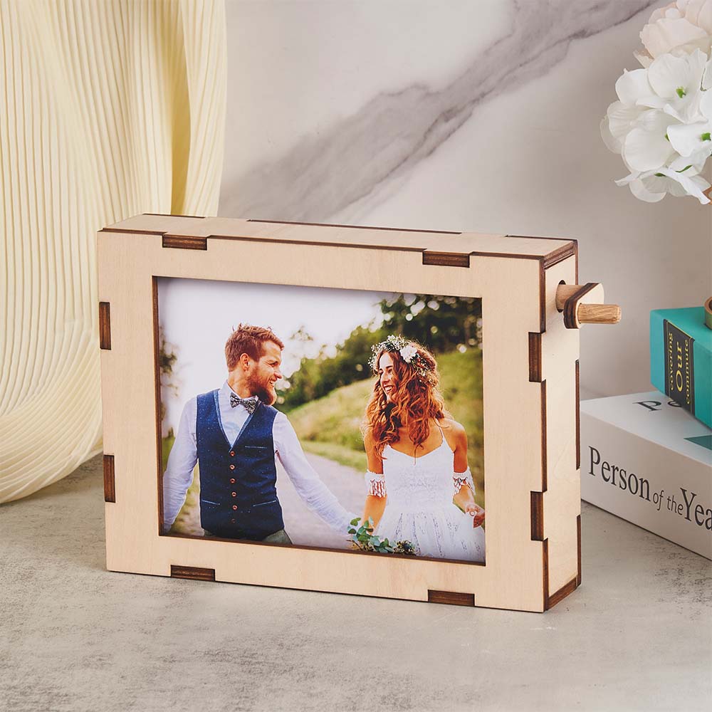 Personalised Rolling Photo Frame Custom Pictures Wooden Decor Valentine's Day Gift Wedding Gift