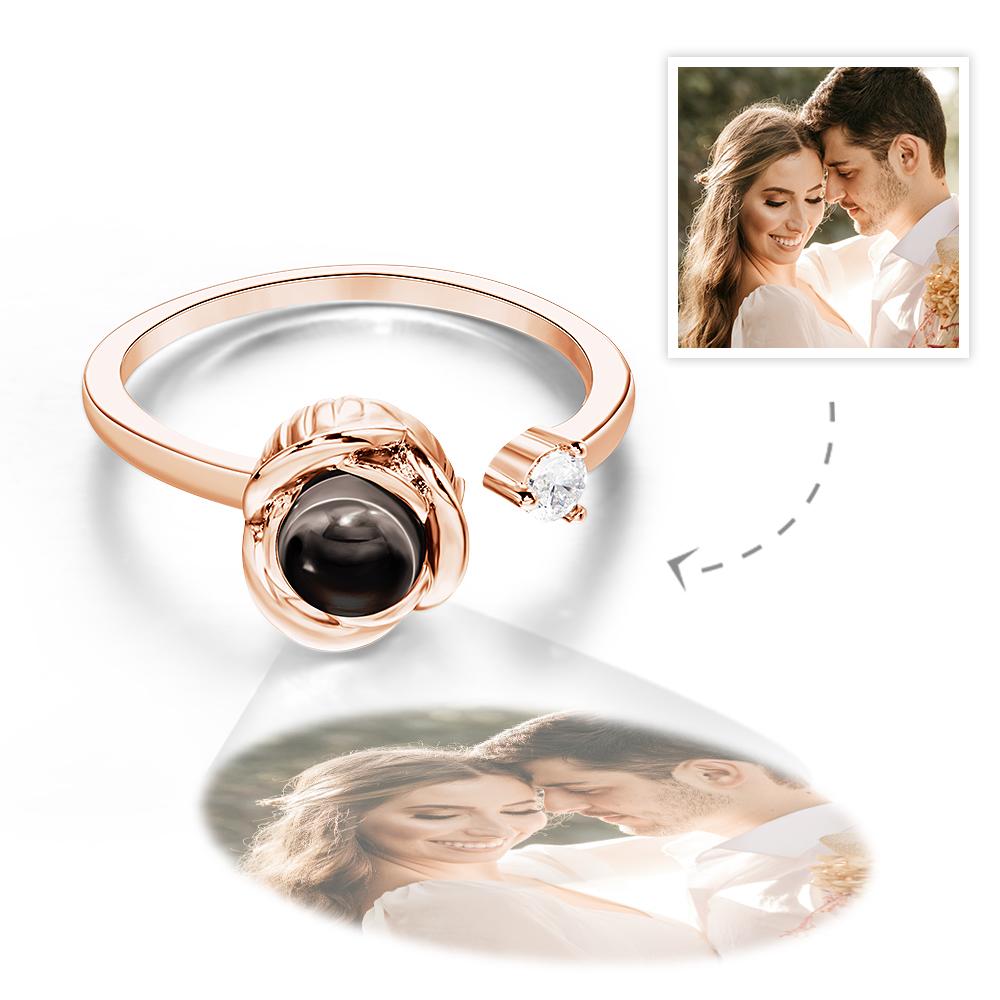 Custom Projection Ring Personalised Photo Open Ring for Women