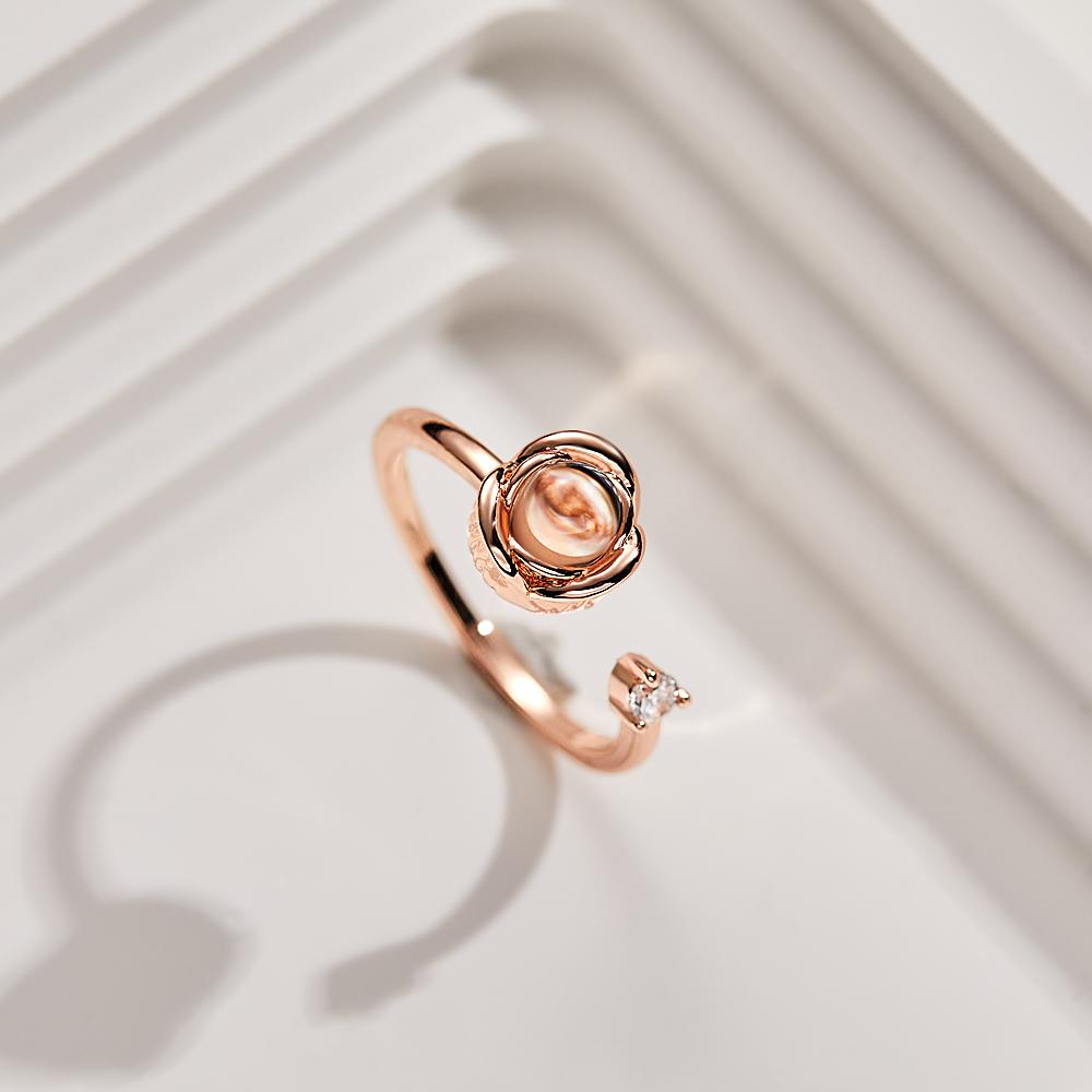 Custom Projection Ring Personalised Photo Open Ring for Women