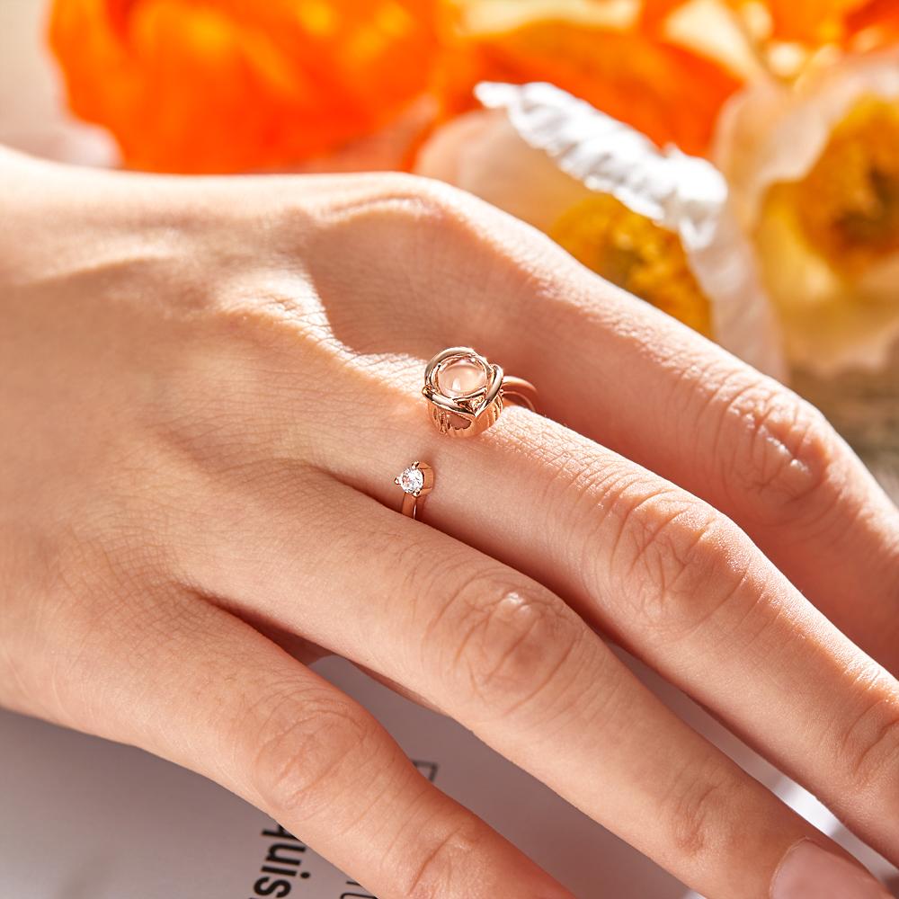 Custom Projection Ring Personalised Photo Open Ring for Women
