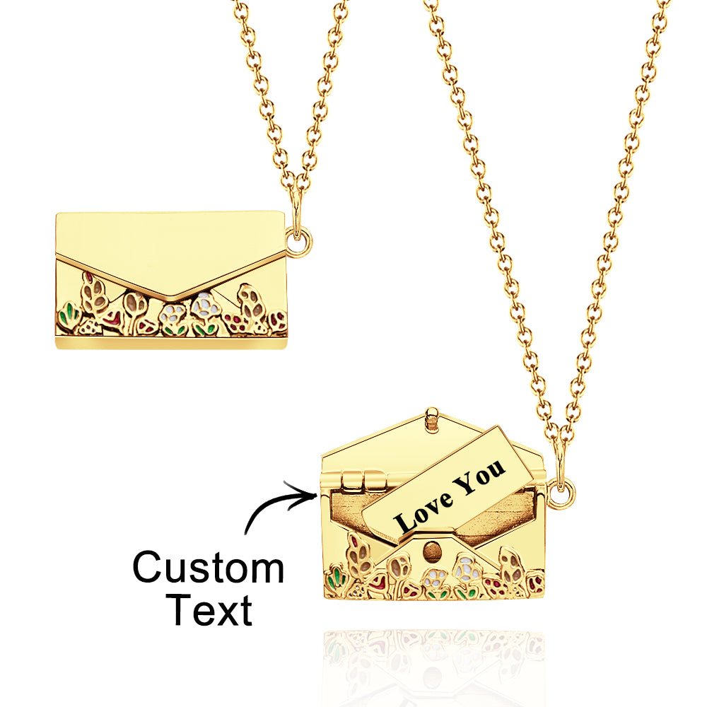 Personalised Envelope Necklace with Custom Text - Customisable Necklace for Gifts and Special Occasions