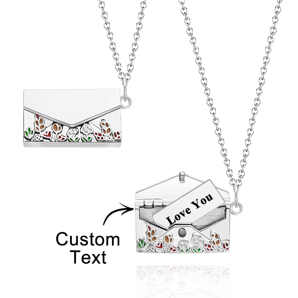 Personalised Envelope Necklace with Custom Text - Customisable Necklace for Gifts and Special Occasions