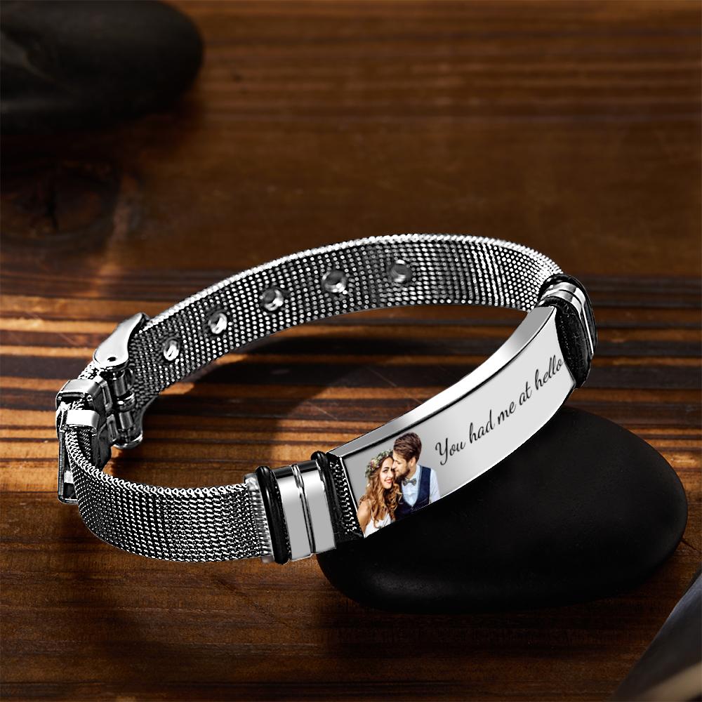Custom Photo Bracelets Engraved Stainless Steel Bracelet Gifts for Couple