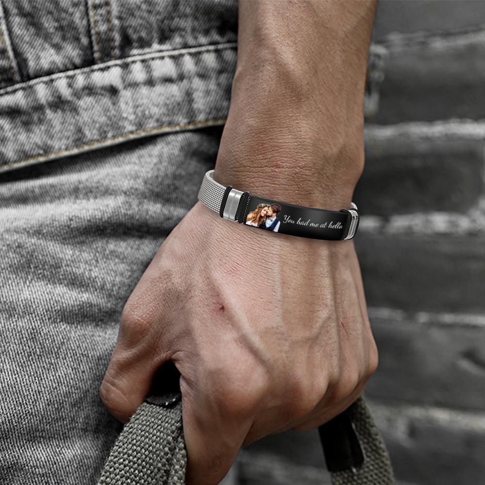 Custom Photo Bracelets Engraved Stainless Steel Bracelet Gifts for Couple