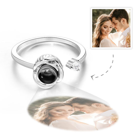 Custom Projection Ring Personalised Photo Open Ring for Women