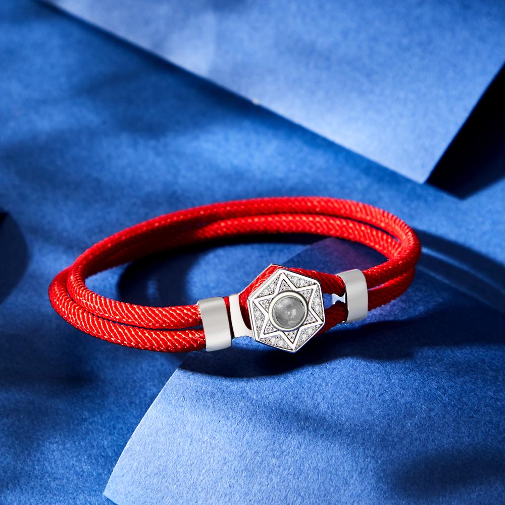 Custom Projection Bracelet Hexagram Couple Braided Bracelet S925 Silver