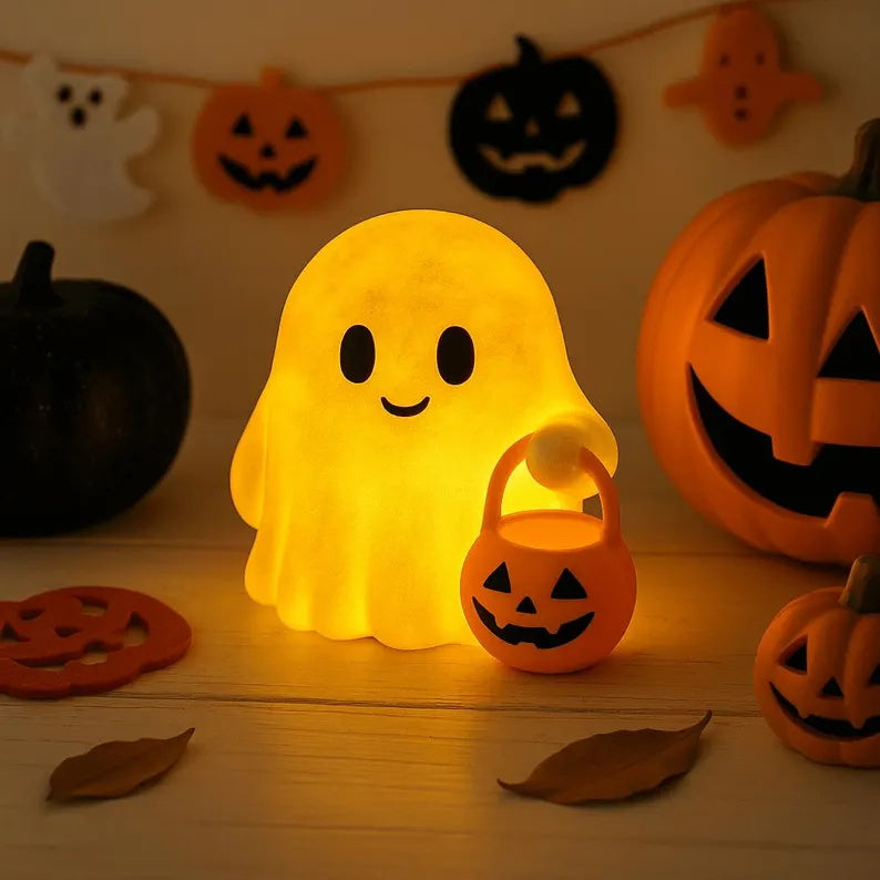 Cute Halloween Ghost – Mini Figurine for Desk, Spooky Tabletop Decoration, Trick-or-Treat Accent, Unique Fall Home Gift