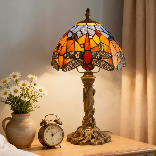 Tiffany-style Stained Table Lamp Vintage Bedside Reading Light Retro Ambient Home Decor