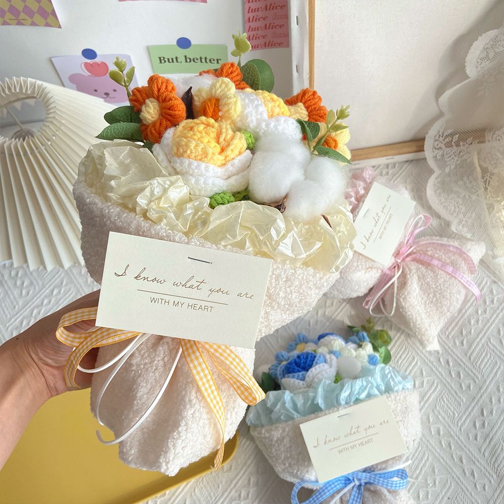 Handmade Crochet Flowers Bouquet Knitted Flowers Bouquet