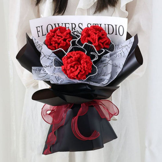 Crochet Flowers Bouquet Handmade Knitted Carnation Bouquet