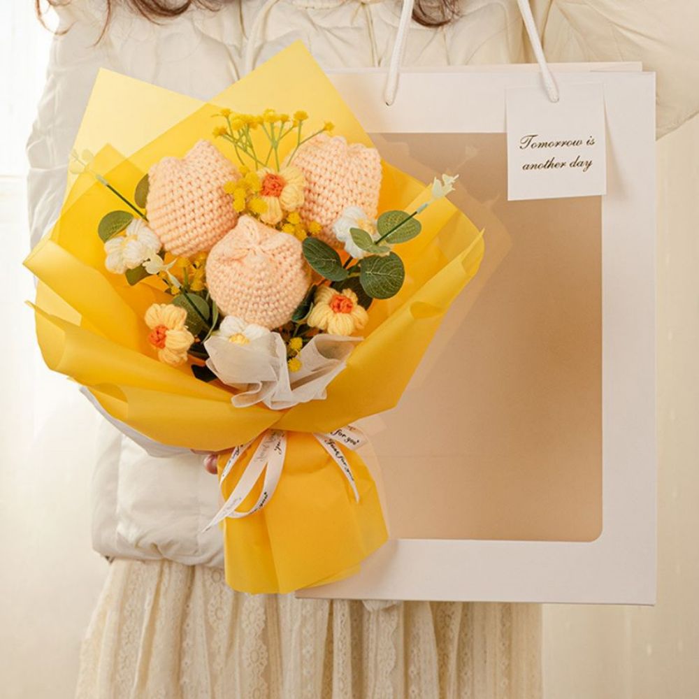 Crochet Flowers Bouquet Handmade Knitted Tulip Bouquet