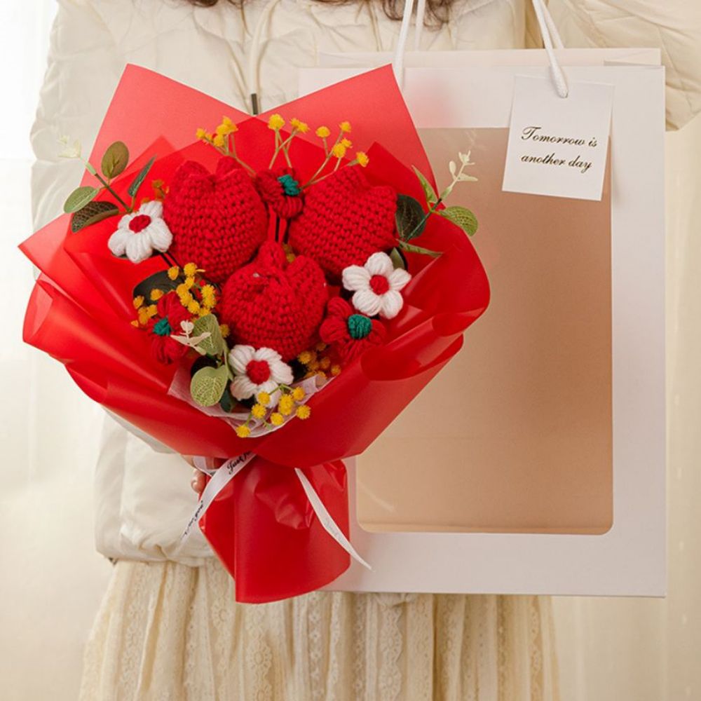 Crochet Flowers Bouquet Handmade Knitted Tulip Bouquet