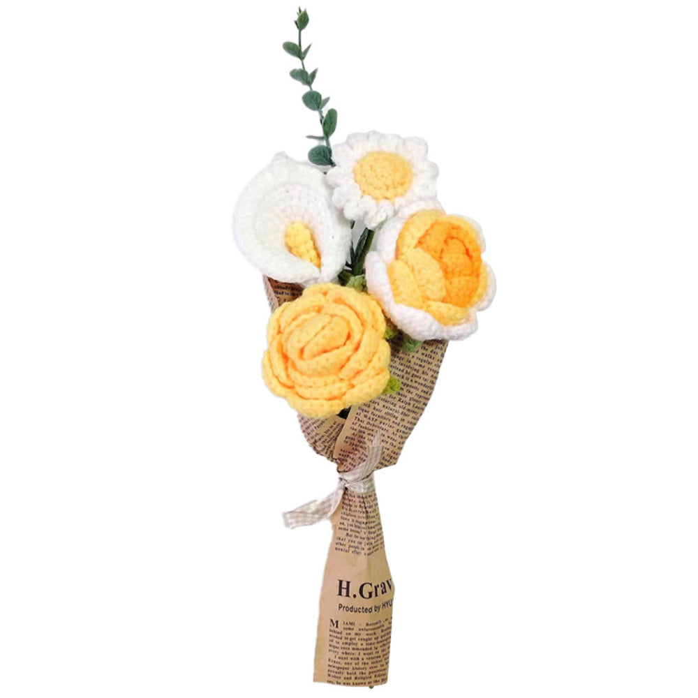 aCrochet Flowers Bouquet Handmade Knitted Rose Bouquet Gift for Her