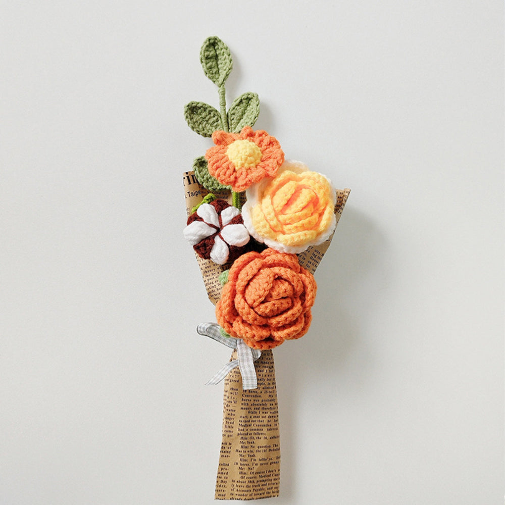 Crochet Flowers Bouquet Handmade Knitted Rose Bouquet Gift for Her