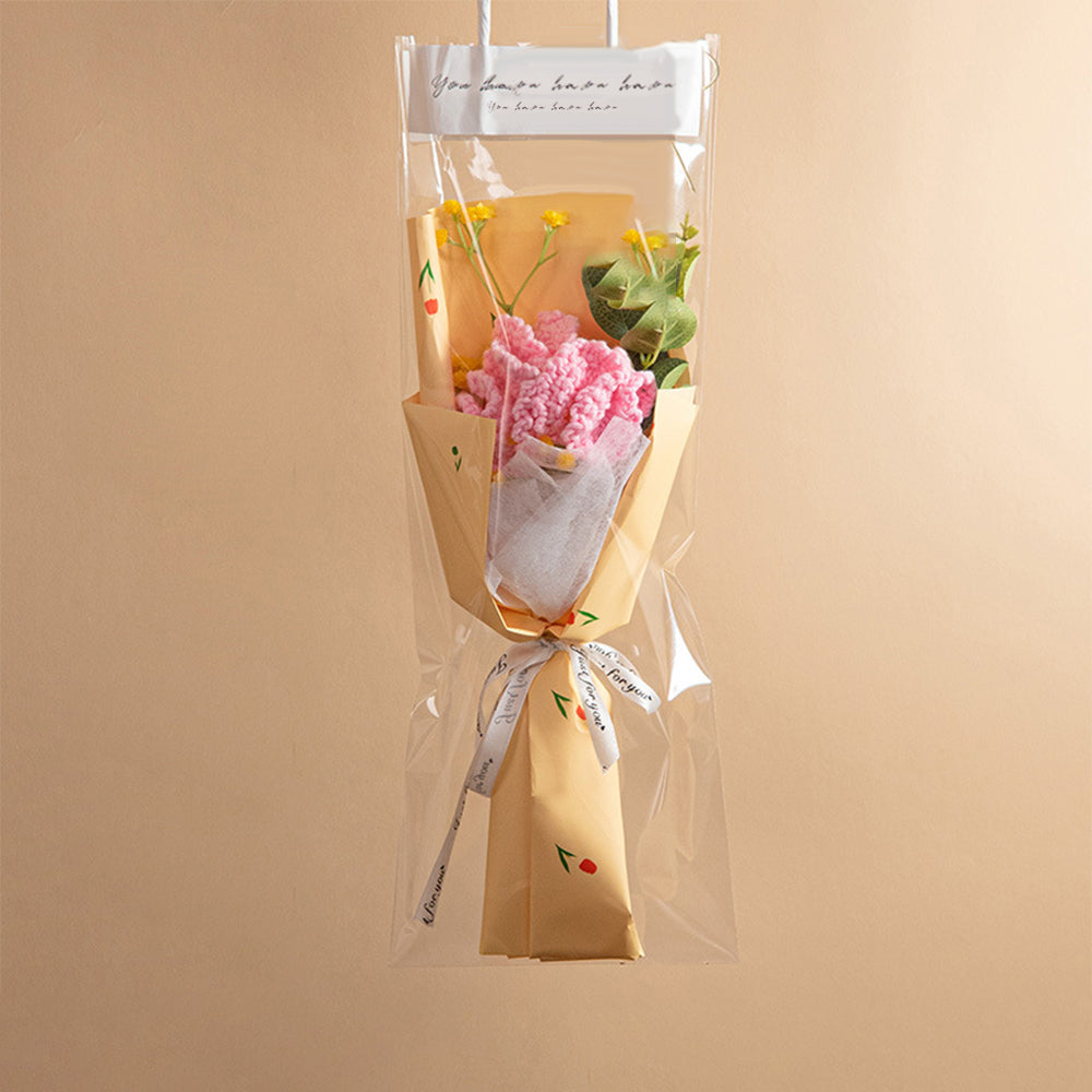 Personalised Crochet Flowers Bouquet Handmade Knitted Tulip with Light Strip Gift for Her
