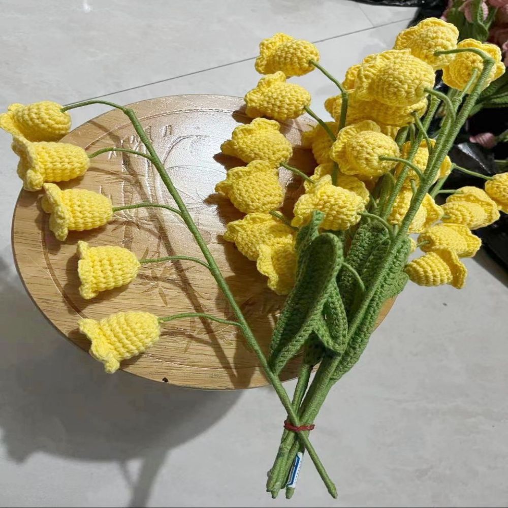 1pc Personalised Handmade Knitted Flower Bell Orchid Crochet Flower Gift for Her