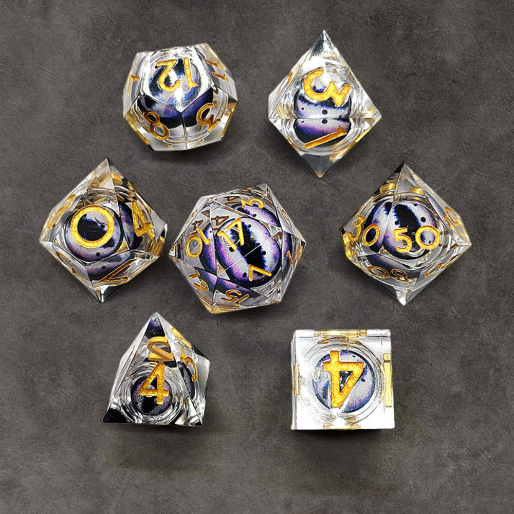 258632967423787016aLiquid Core Resin DnD Dice Dragon's Eye Dice DnD Dice Set