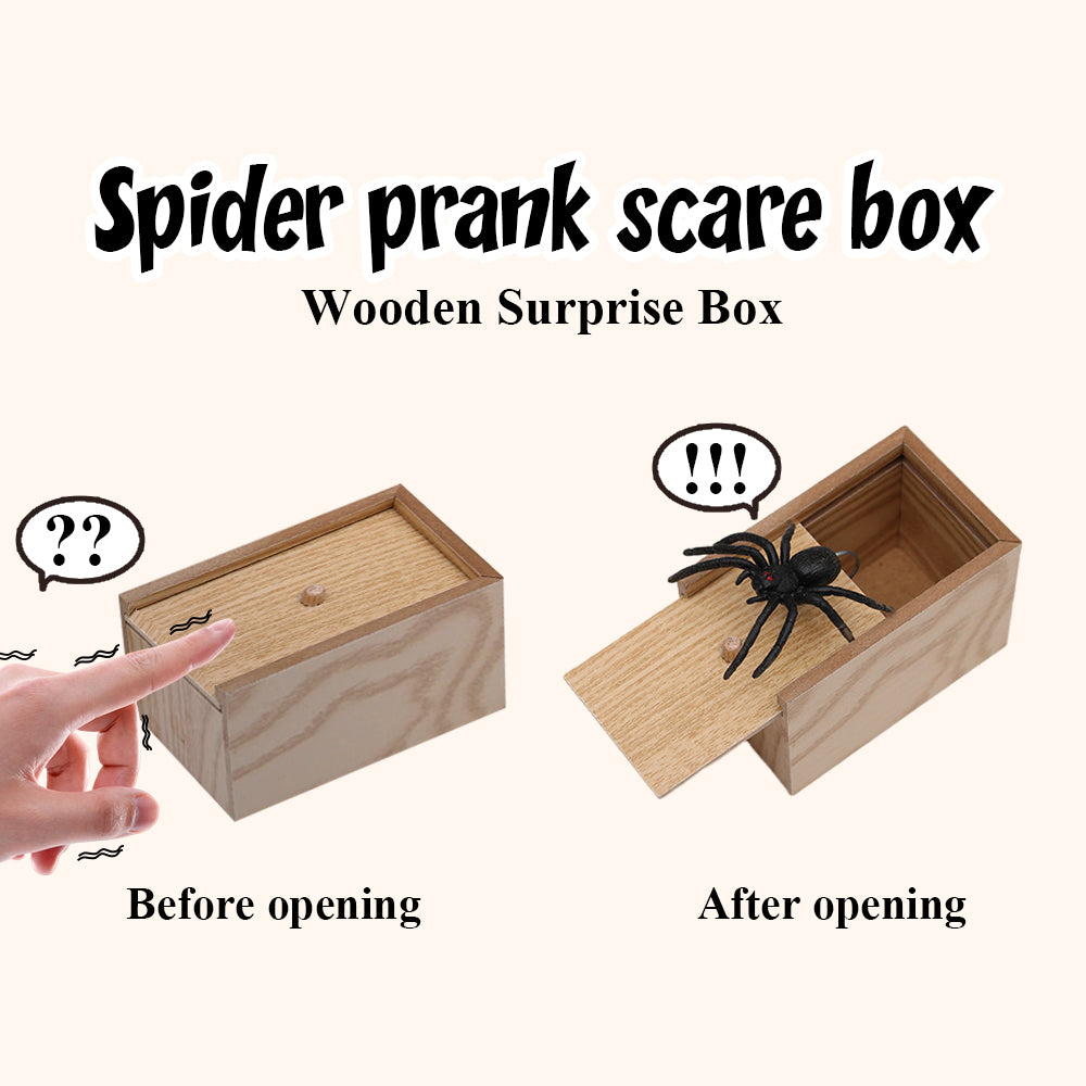 Scare Box With Spring Spider Prank Scare Box Wooden Surprise Candy Box | AU – Personal Gifts ...