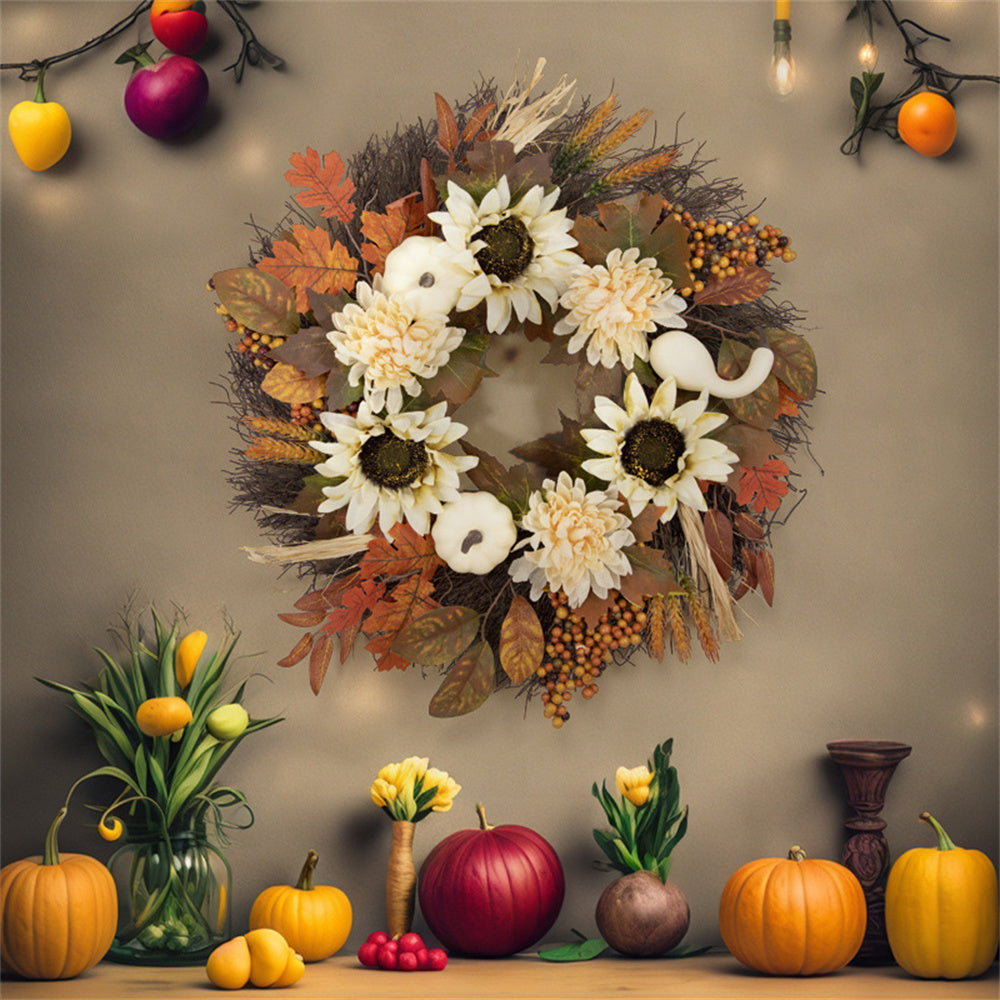 Fall Pumpkin Wreath Year Round Durable Autumn Wreath Front Door Wreath Home Decor