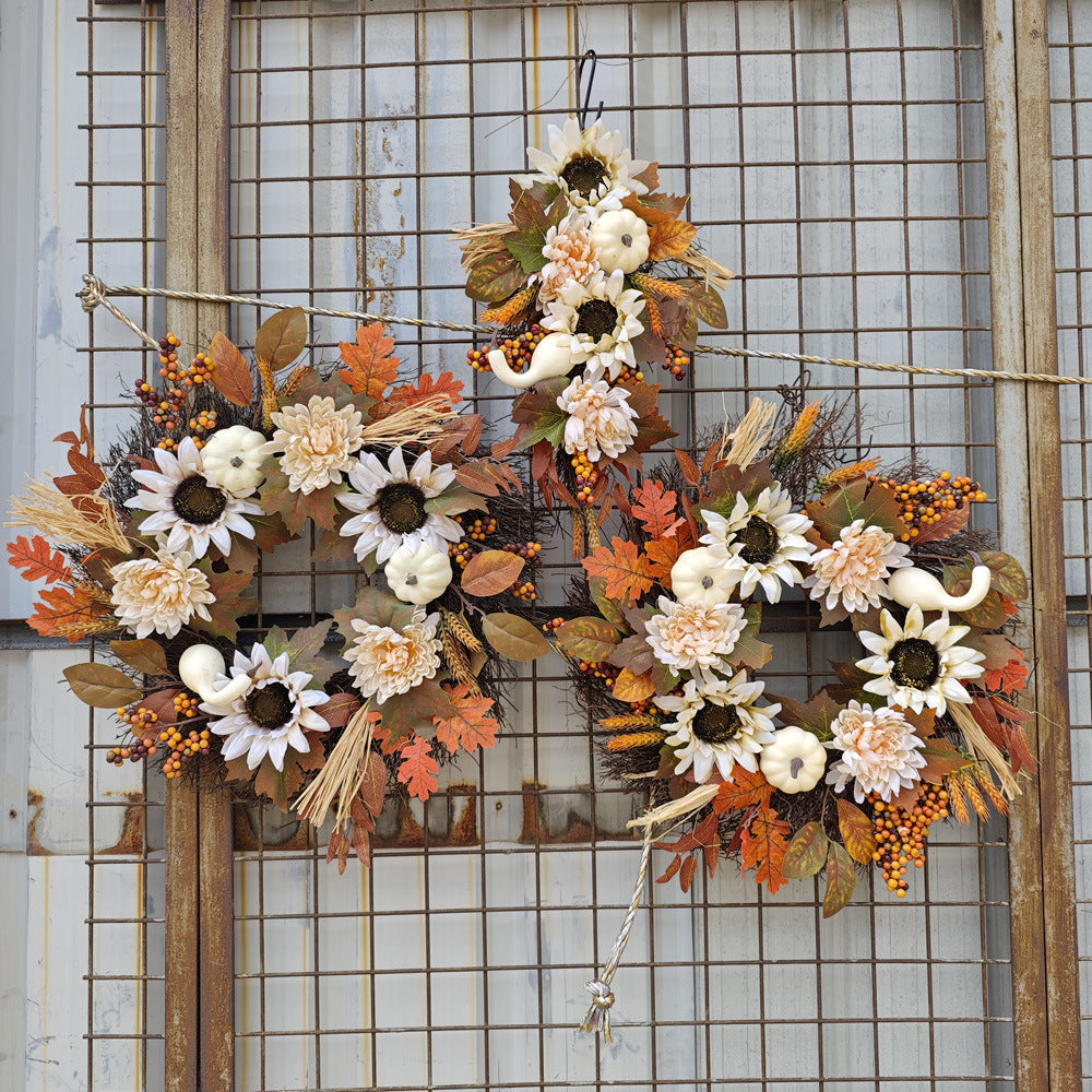 Fall Pumpkin Wreath Year Round Durable Autumn Wreath Front Door Wreath Home Decor