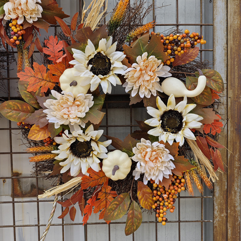 Fall Pumpkin Wreath Year Round Durable Autumn Wreath Front Door Wreath Home Decor