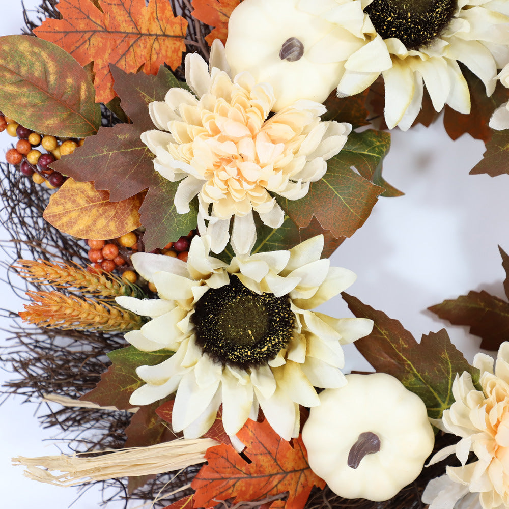 Fall Pumpkin Wreath Year Round Durable Autumn Wreath Front Door Wreath Home Decor