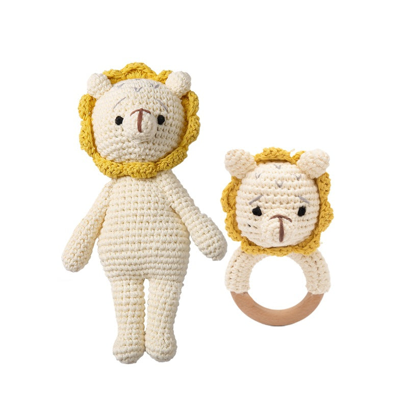 Princess Doll Rattle Knitted Dolls Toy Cute Animal Wooden Baby Rattle for Children's Educat ...