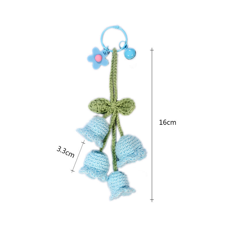 Flower Knitted KeyChain for Bag Crochet Campanula Keychain Handmade Gift