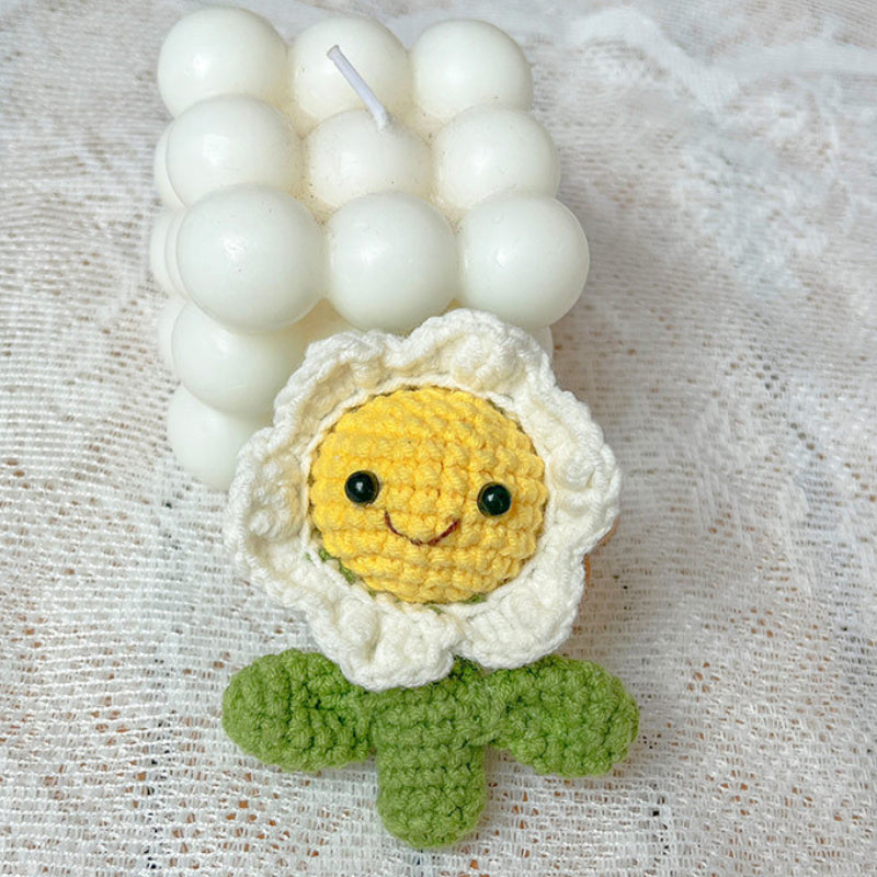Crochet Flower Keychain Knitted Cactus Keychain