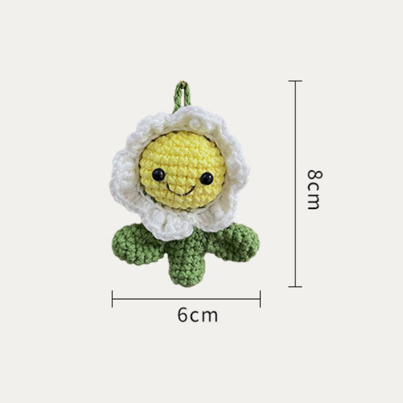 Crochet Flower Keychain Knitted Cactus Keychain
