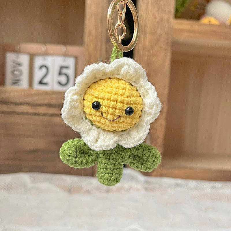 Crochet Flower Keychain Knitted Cactus Keychain