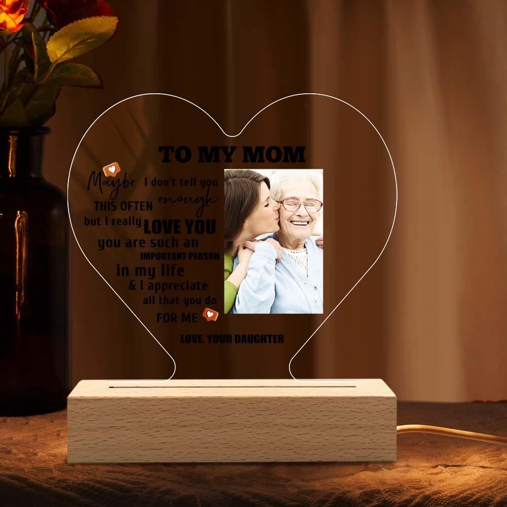 Mother's Day Gift Custom Photo Keychain/Plaque/Night Light For Mom