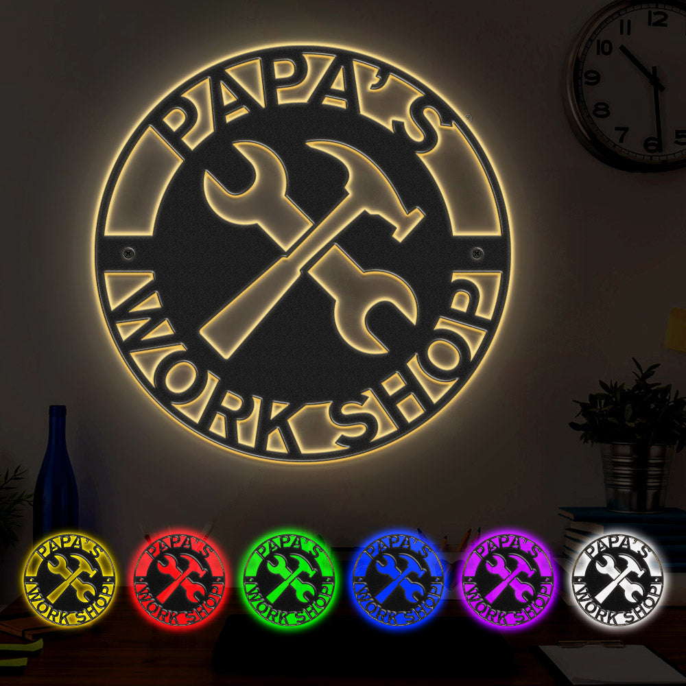 Custom Father's Day Metal Sign Personalised LED Lights Wall Art Decor Gift for Dad